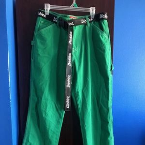 dickies belted green carpenter pants